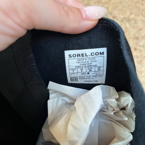 Sorel Farah Black Suede Mid Calf Tassel Boots Size 7 - Picture 7 of 10